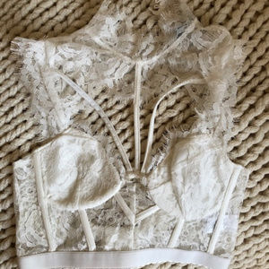 FOREVER21 Lace Strappy Bralette in WHITE (M)